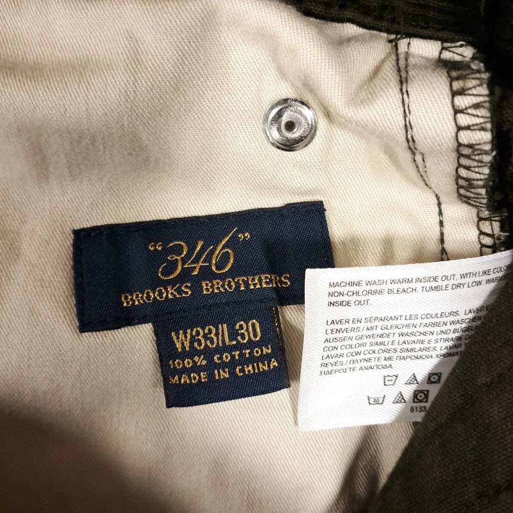 Brooks Brothers Corduroy Pants Mens Size 33 x 30 Dark Green Cotton Straight